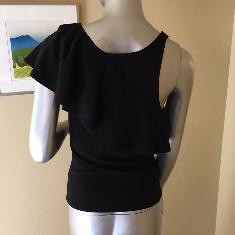 LEITH | Solid Black Ruffle Top - Picture 7 of 11